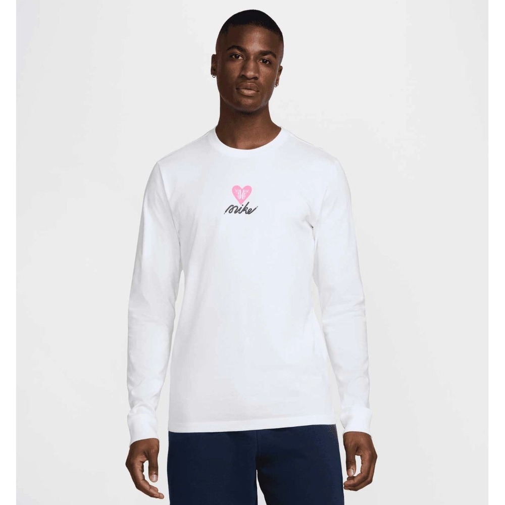 Nike Men's Sportswear Long Sleeve White T-Shirt HV9807-100, Medium